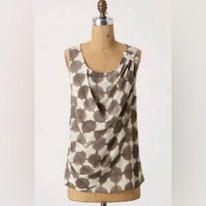 Anthropologie Maeve Gray Quantum Dot Silk Blouse